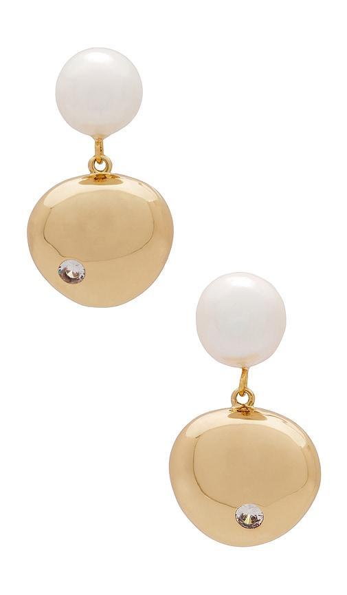 Large Polished Pebble Pearl Earrings Product Image