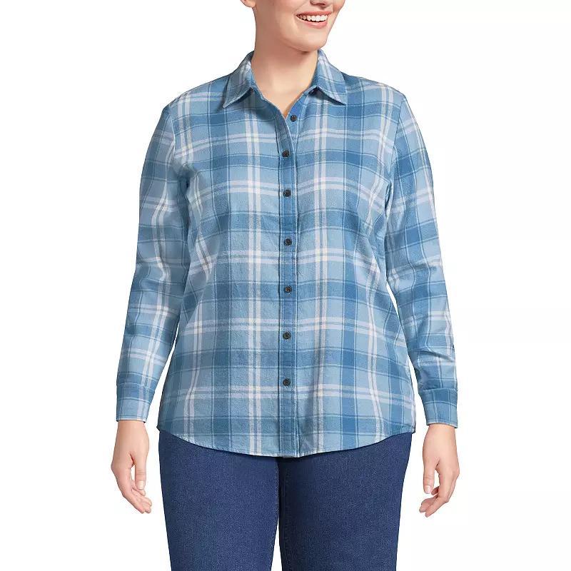 Plus Size Lands End Plaid Boyfriend Flannel Shirt, Womens Product Image