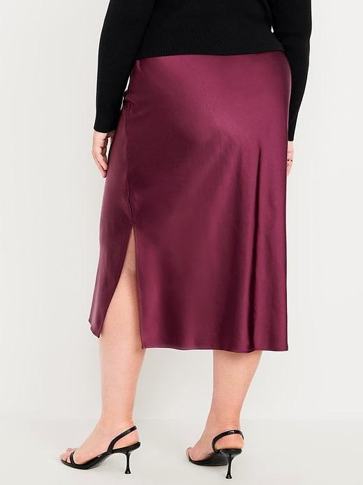 High-Waisted Satin Midi Slip Skirt Product Image