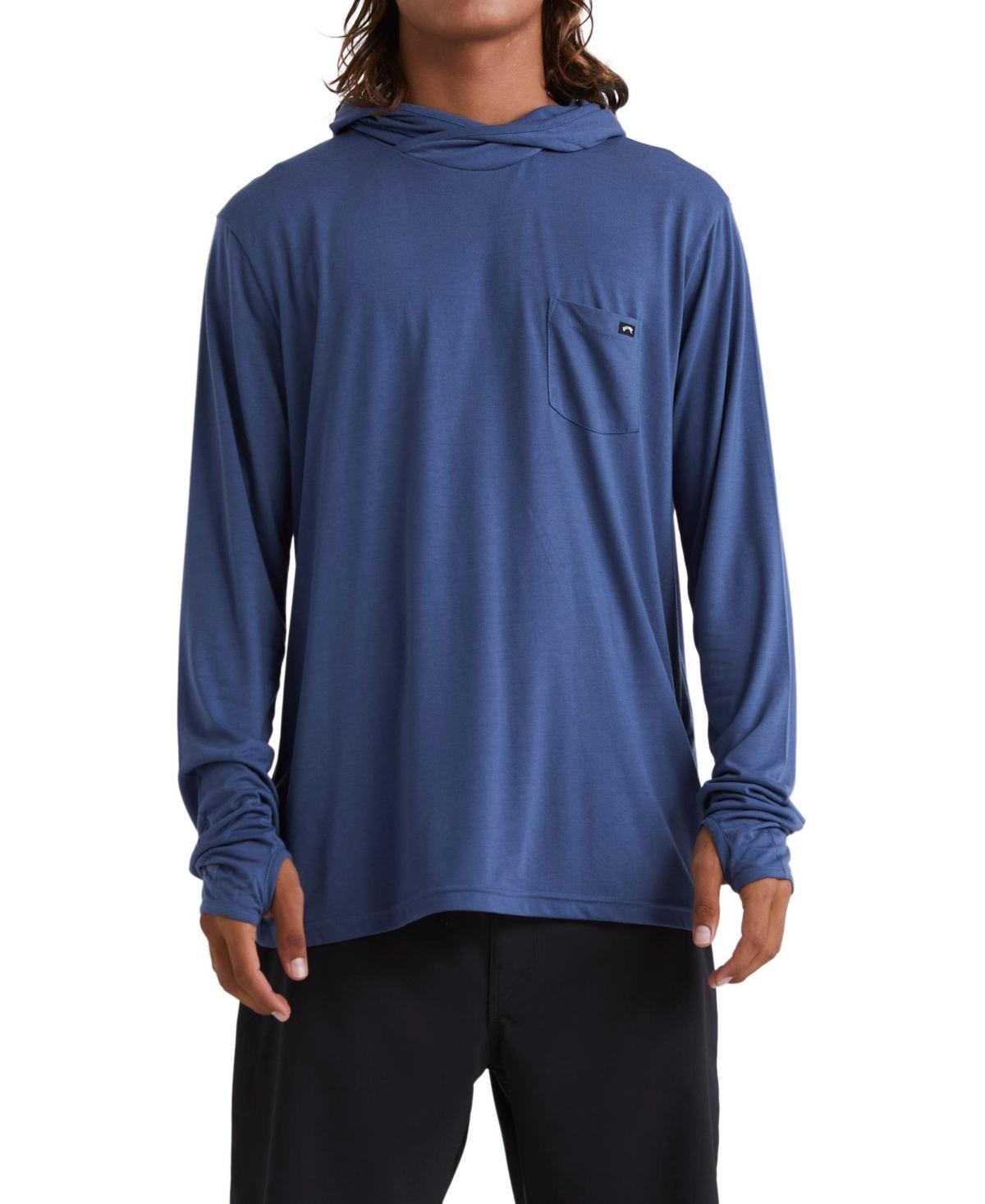 Billabong Eclipse Hooded Long Sleeve Surf T-Shirt for Men Blue Product Image