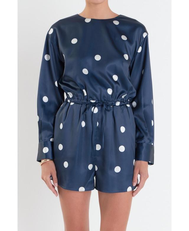 Women's Dot Printed Satin Romper Product Image