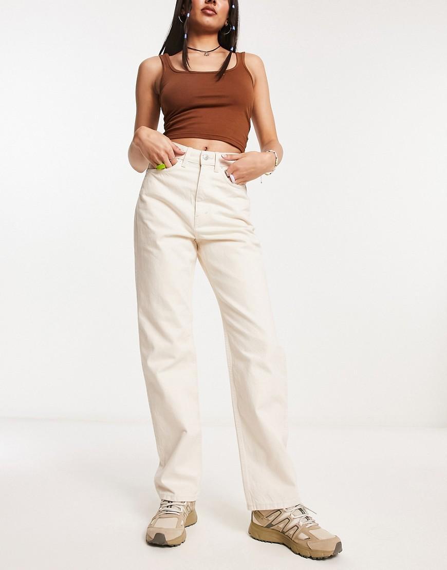 Weekday Rowe extra high rise straight leg jeans in ecru Product Image