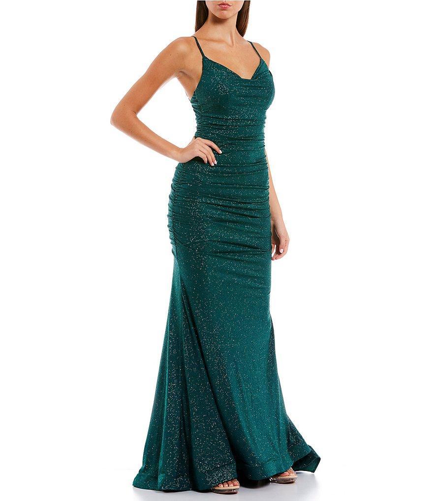 B. Darlin Glitter Ruched Bodycon Long Dress Product Image