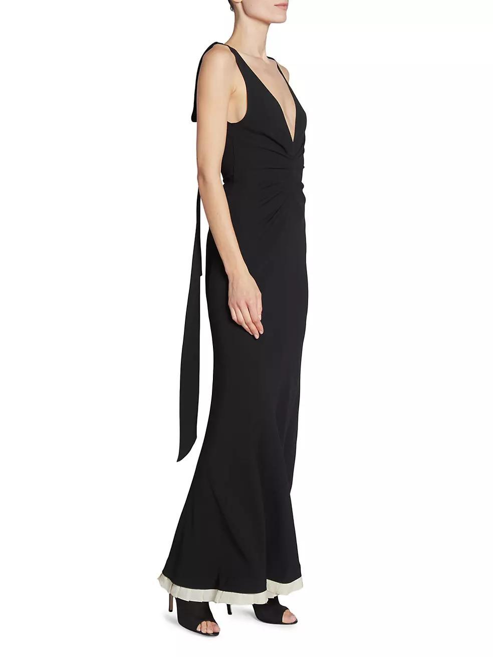 V-Neck Gathered Waist Gown Product Image