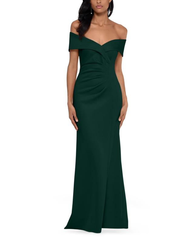 Xscape Off-The-Shoulder Ruched Gown Product Image