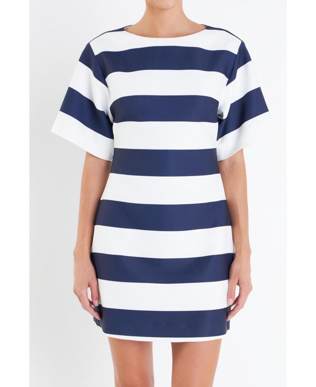 English Factory Womens Bold Stripe Mini Dress - Off white Product Image