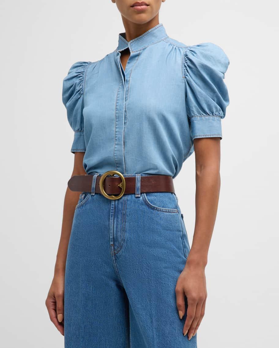 Gillian Denim Puff-Sleeve Top Product Image