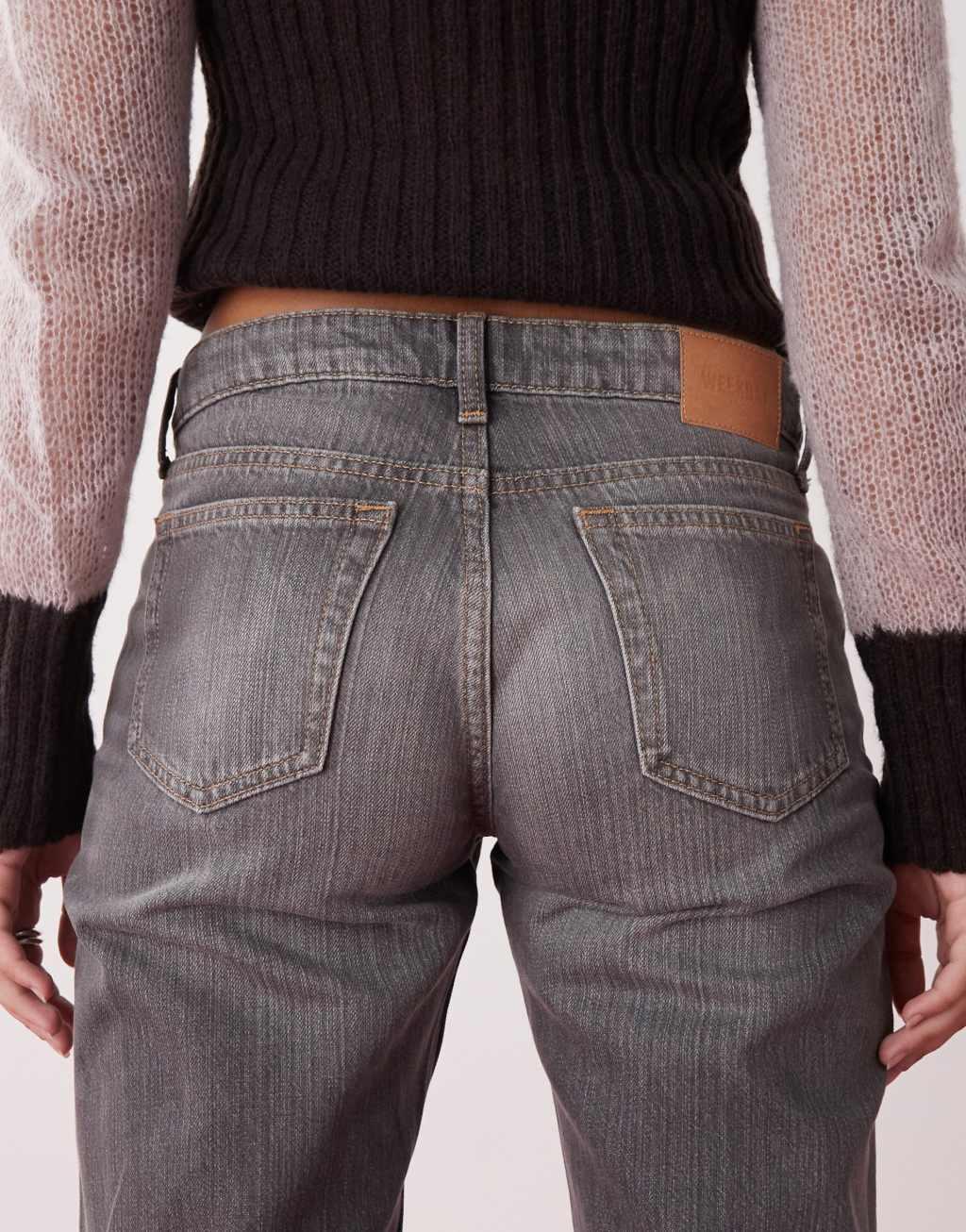 Weekday Arrow low waist straight leg jeans in mine gray wash Product Image