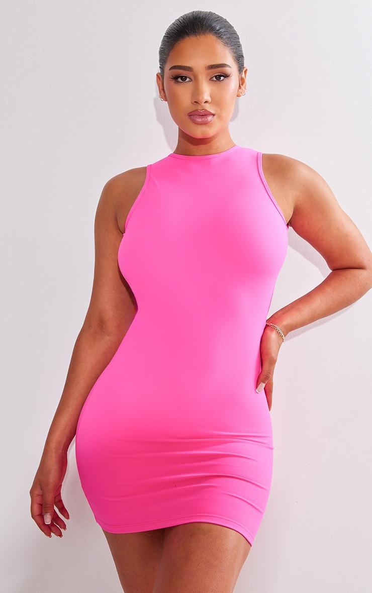 Shape Hot Pink Sculpted Open Back Bodycon Dress Product Image