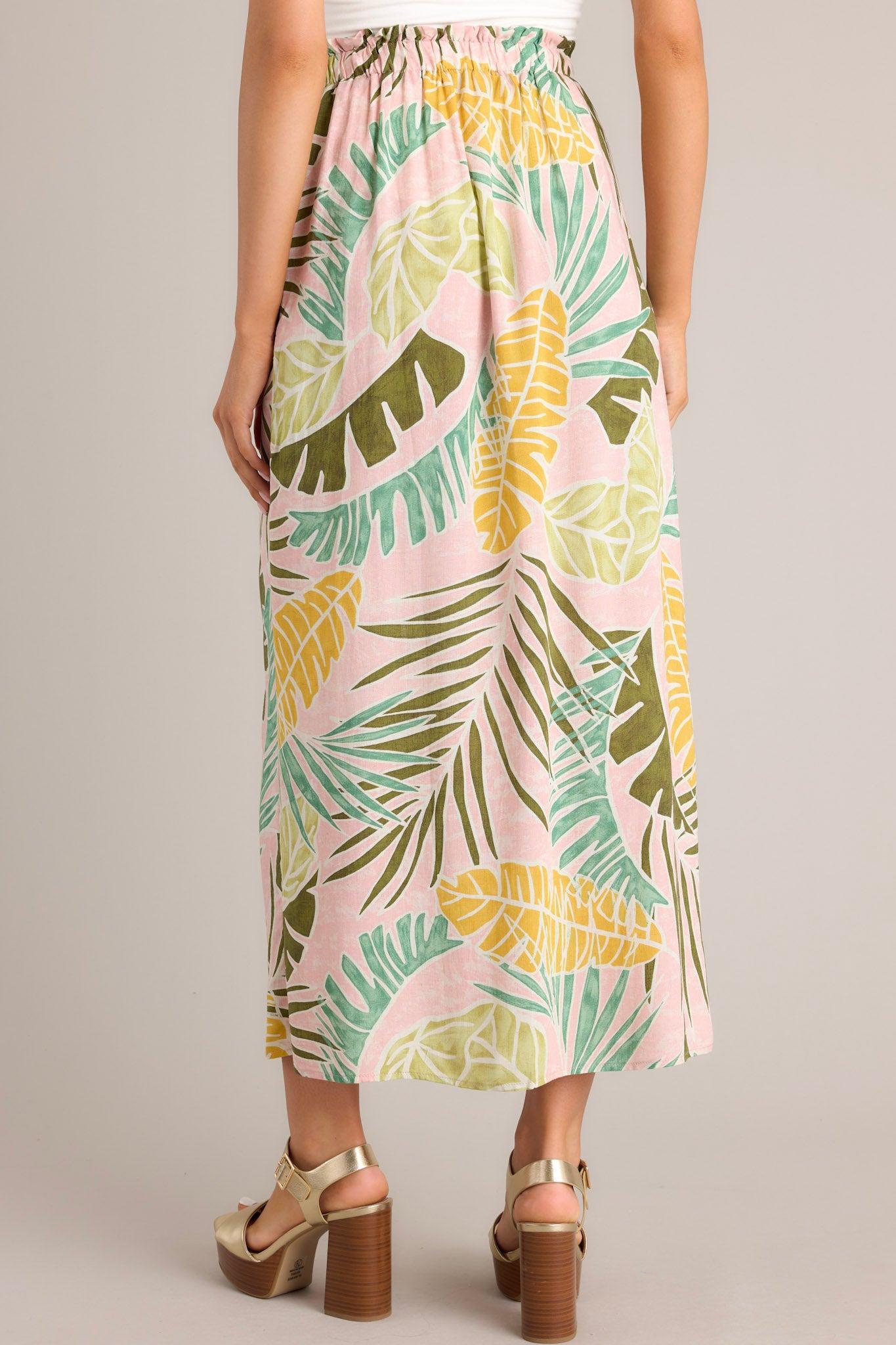 Sunshine Retreat Dusty Pink Tropical Print Wrap Skirt Product Image