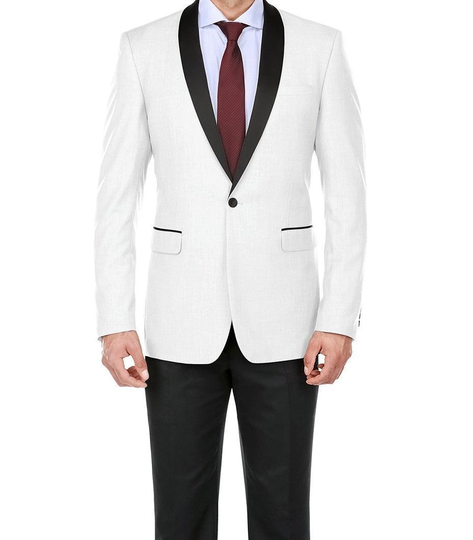 Off White 2 Piece Tuxedo Shawl Lapel Slim Fit Product Image