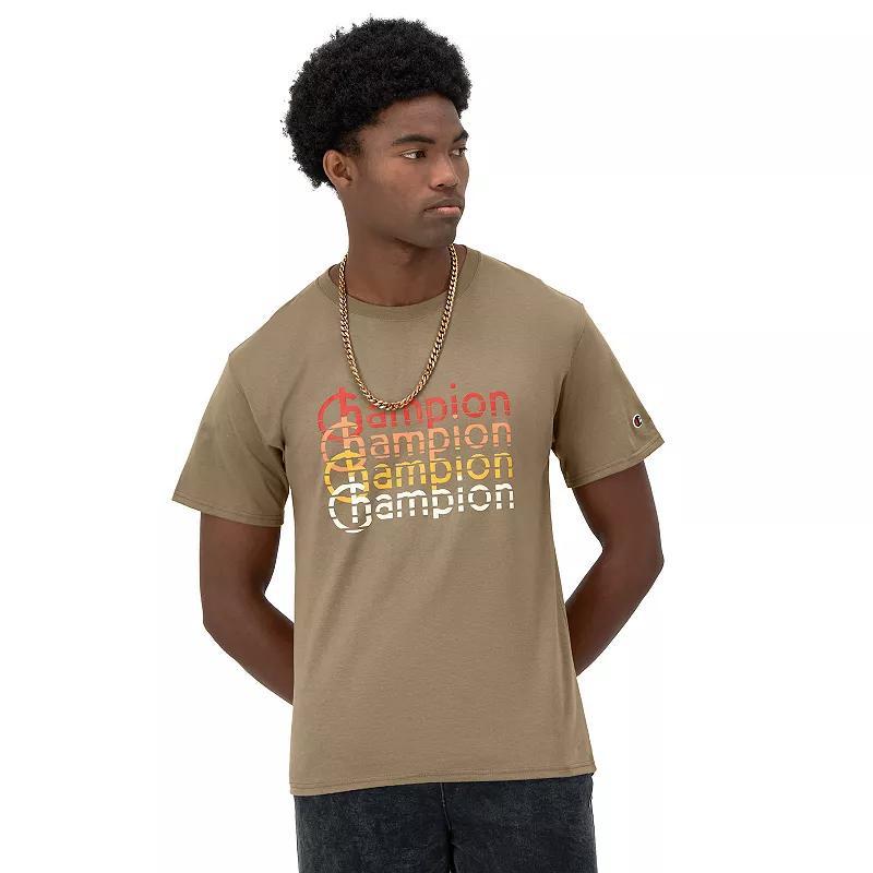 Mens Champion Classic Graphic T-Shirt, Retro Repeat Logo Natural M Product Image