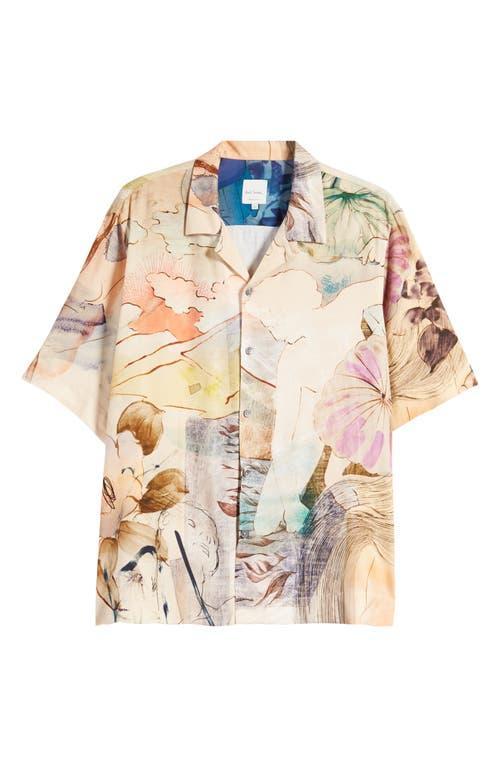 Mens Artwork-Print Camp Shirt Product Image