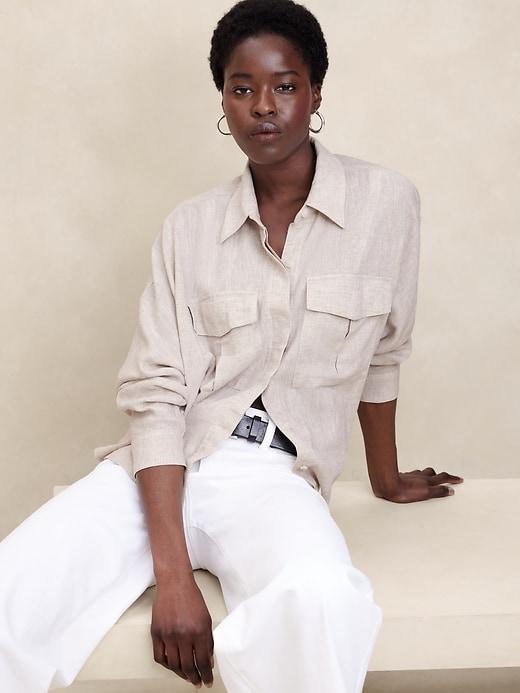 Linen-Blend Dolman-Sleeve Shirt Product Image