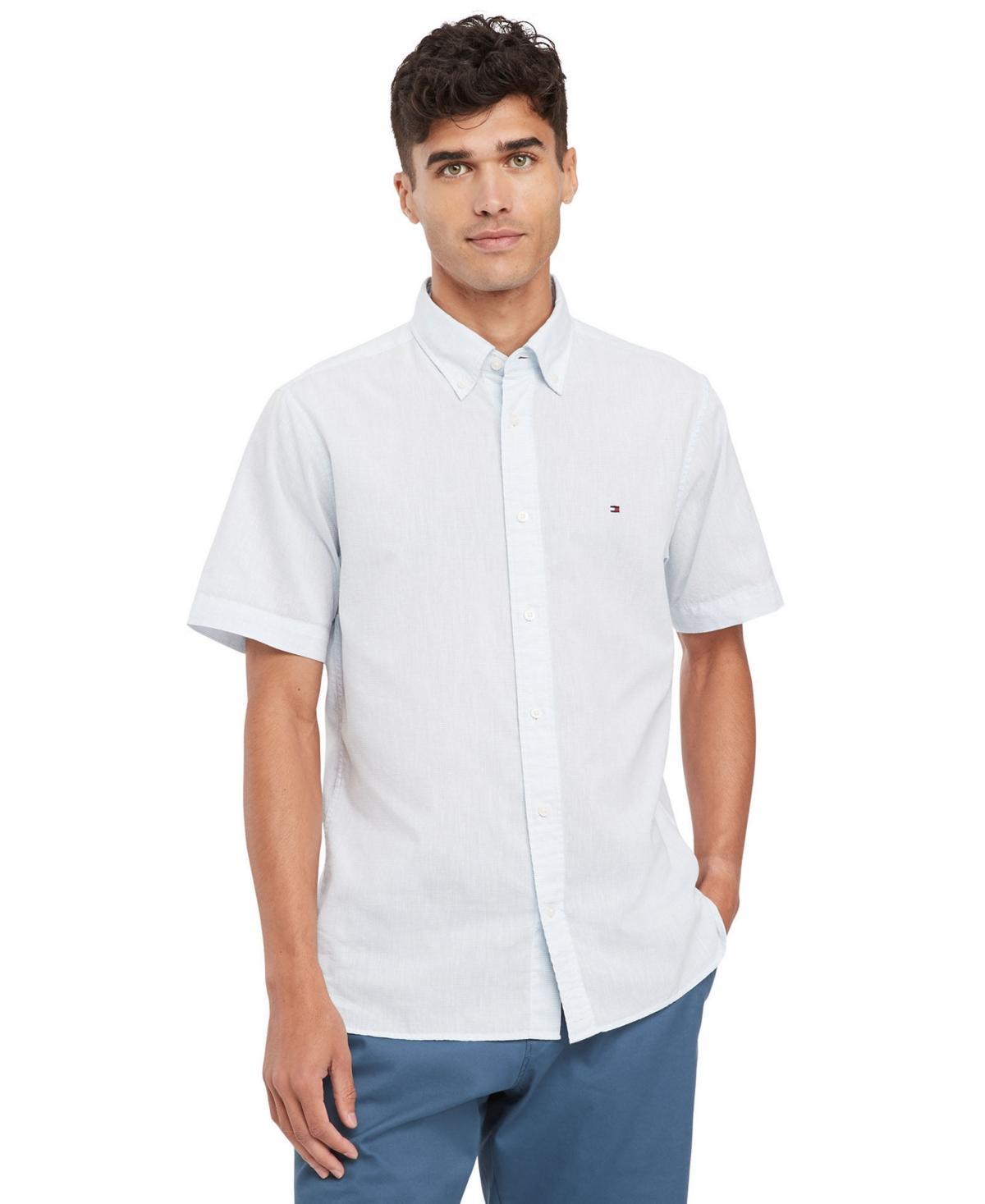 Tommy Hilfiger Mens Textured Short Sleeve Button-Down Shirt - Teaberry Blossom/ Product Image