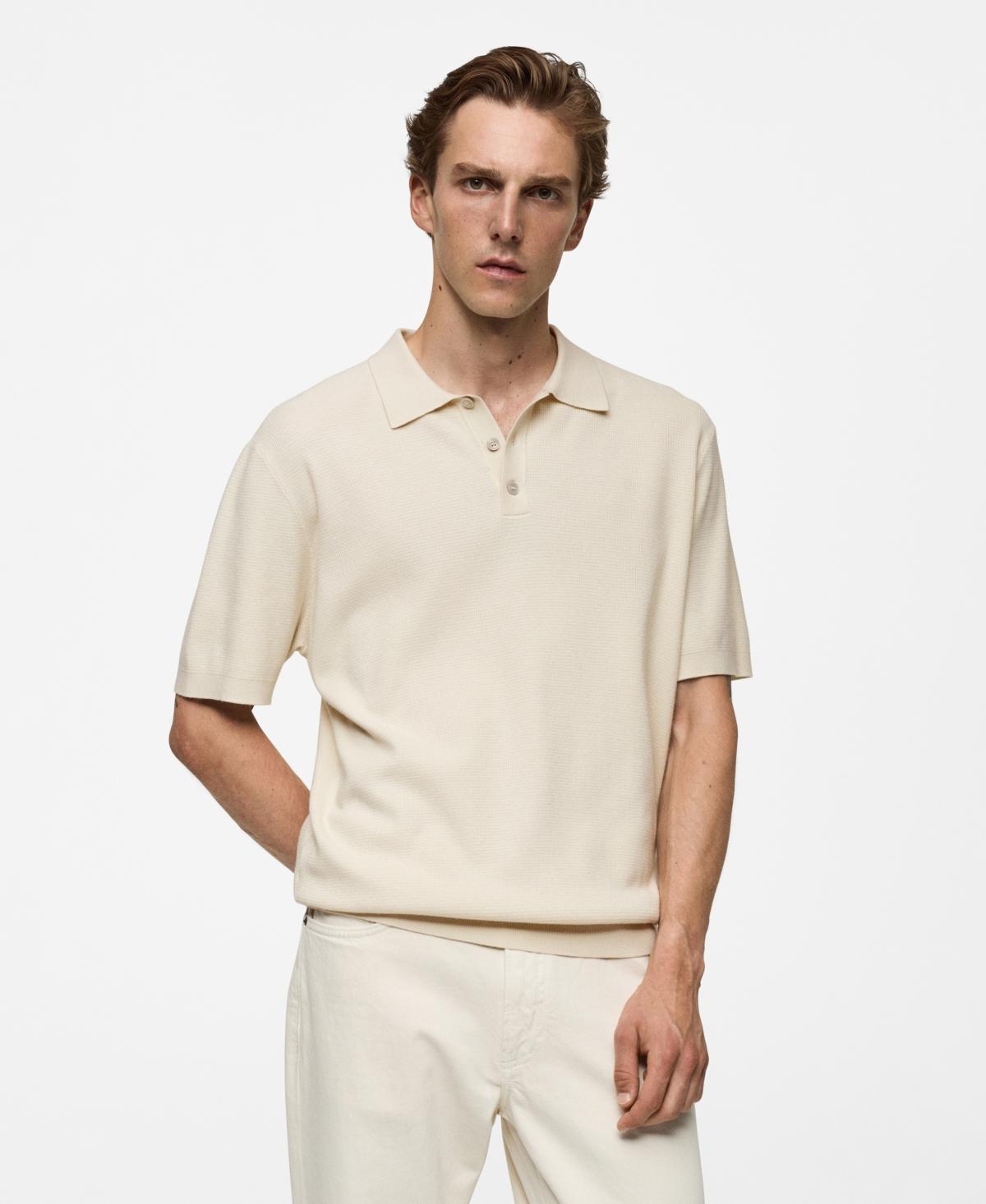 Mango Mens Structured Fine-Knit Polo Shirt Product Image