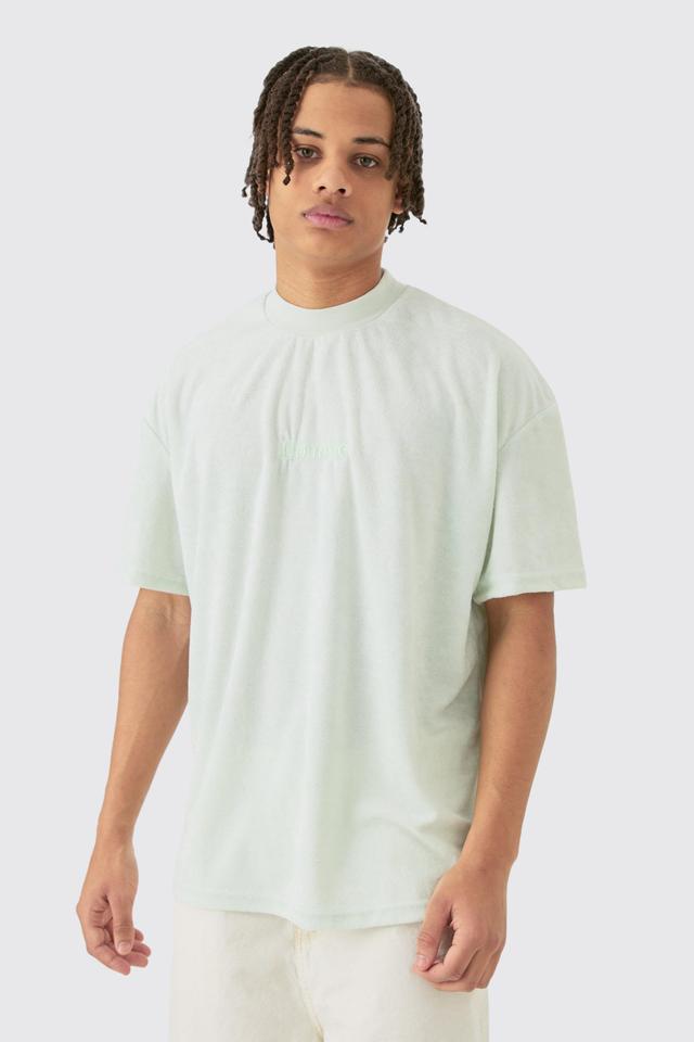 Oversized Extended Neck Towelling Homme T-shirt | boohooMAN USA Product Image