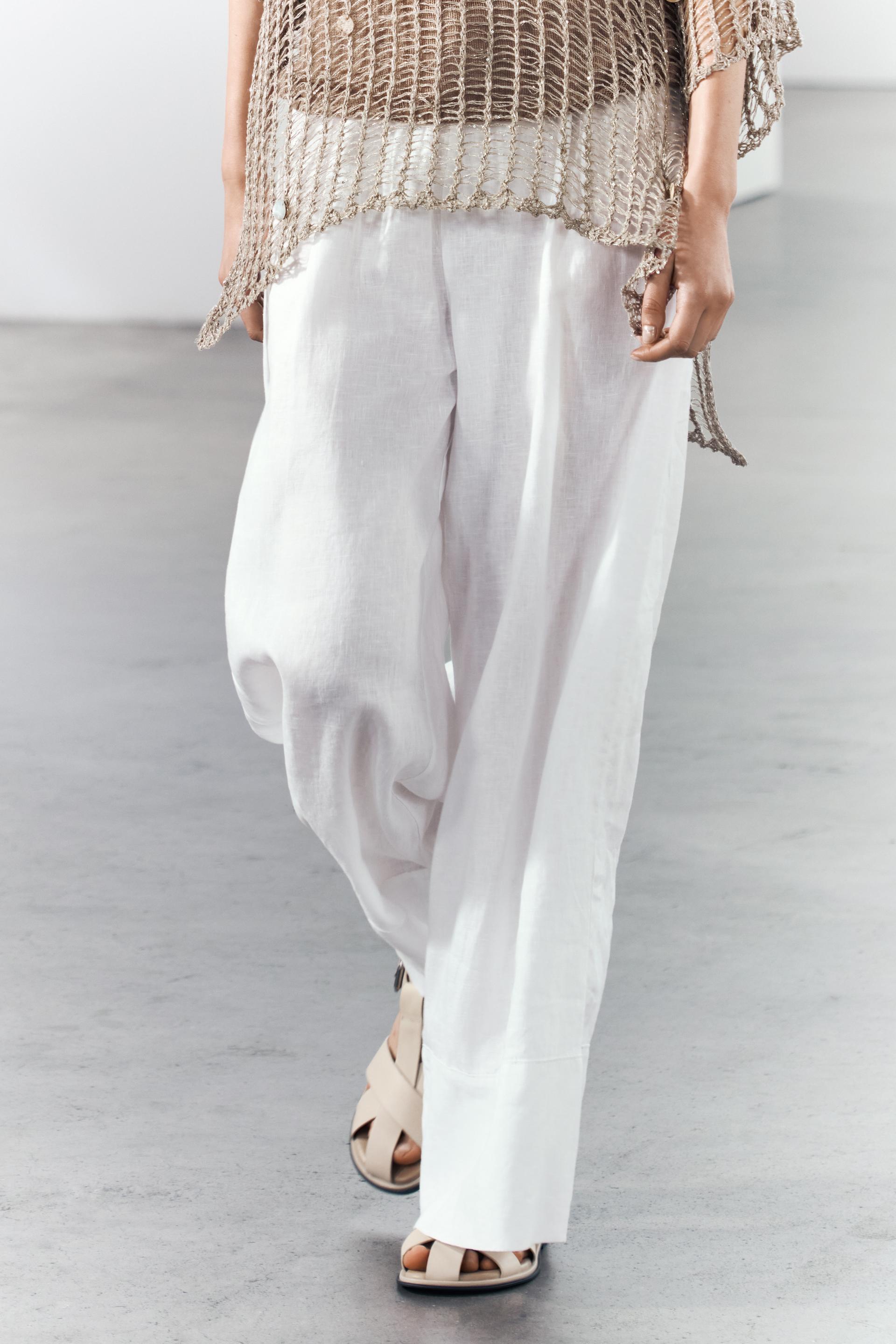 100% LINEN PALAZZO PANTS ZW COLLECTION Product Image