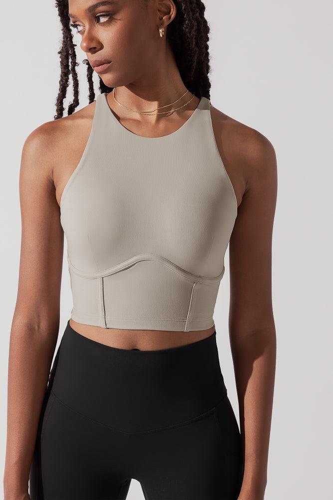 Cleo Corset Crop Bralette - Taupe Product Image