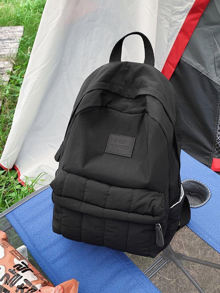 Plain Quilted Nylon Backpack Product Image