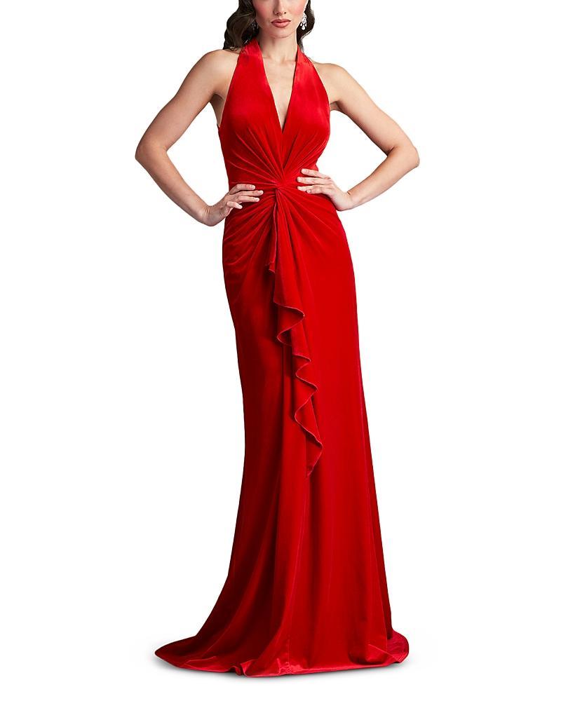 Womens Velvet Twist Halter Gown Product Image