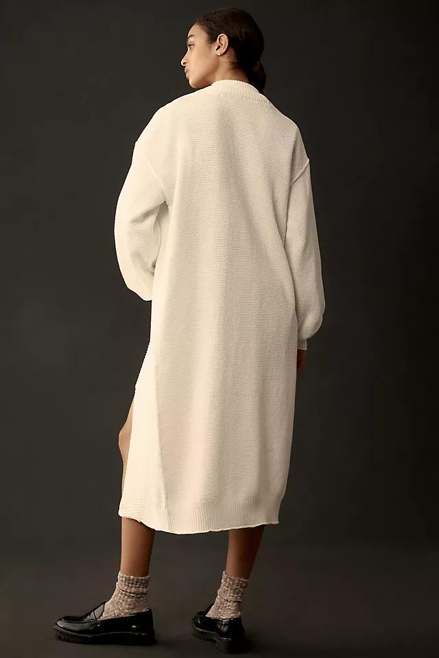 Flat White Livvy Waffle Knit Cardigan Sweater: Long Edition Product Image