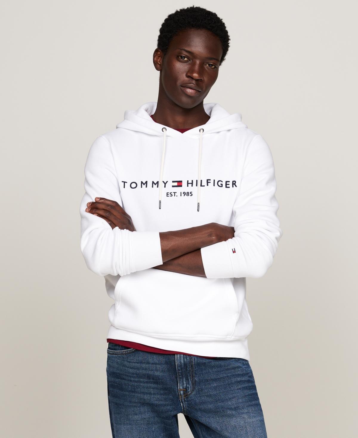 Mens Tommy Hilfiger Embroidered Logo Hoodie Cloud Grey Product Image