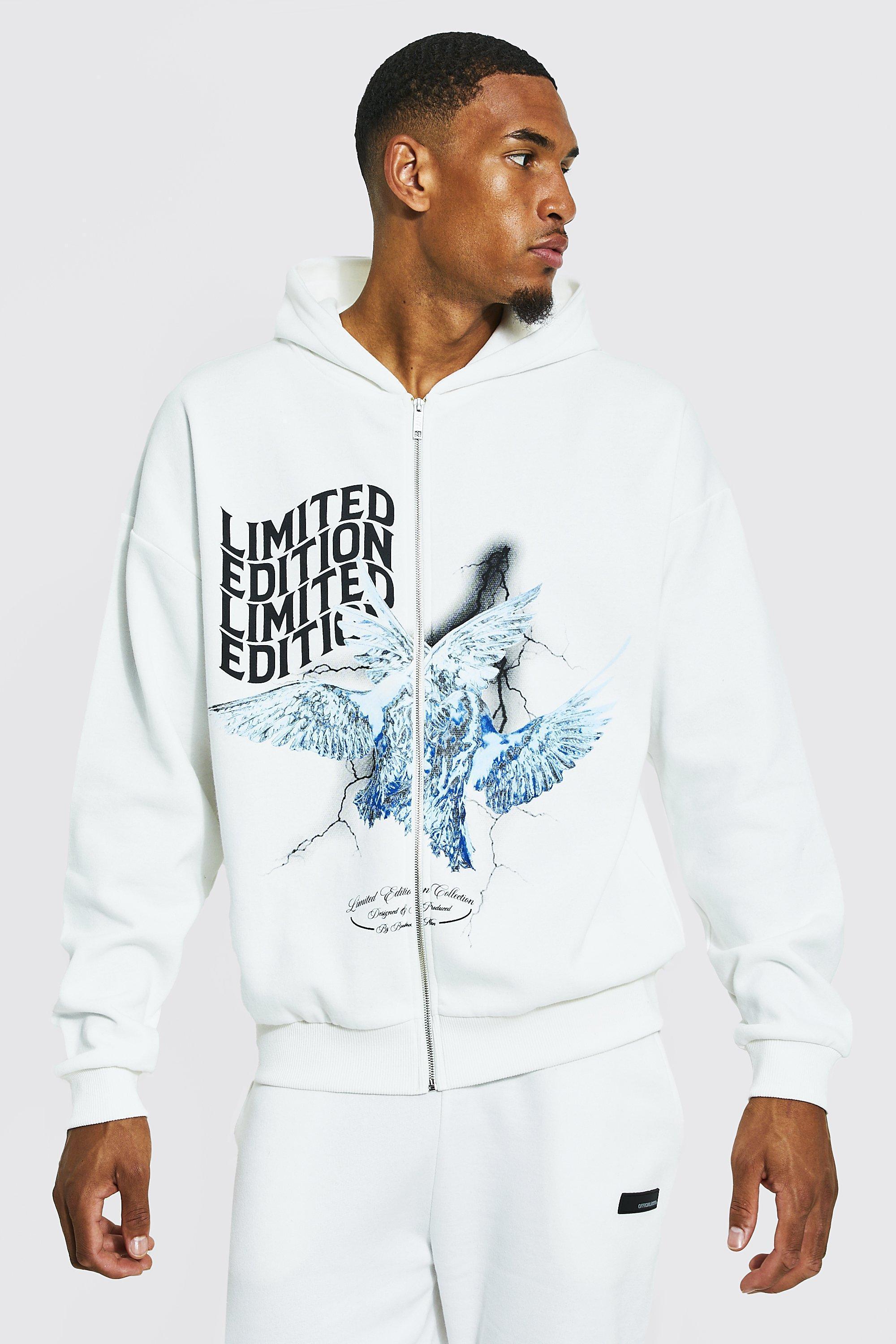 Tall Limited Dove Print Zip Through Hoodie | boohooMAN USA Product Image