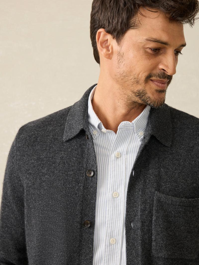 Wool Cashmere Sweater Overshirt - Charcoal Melange Product Image