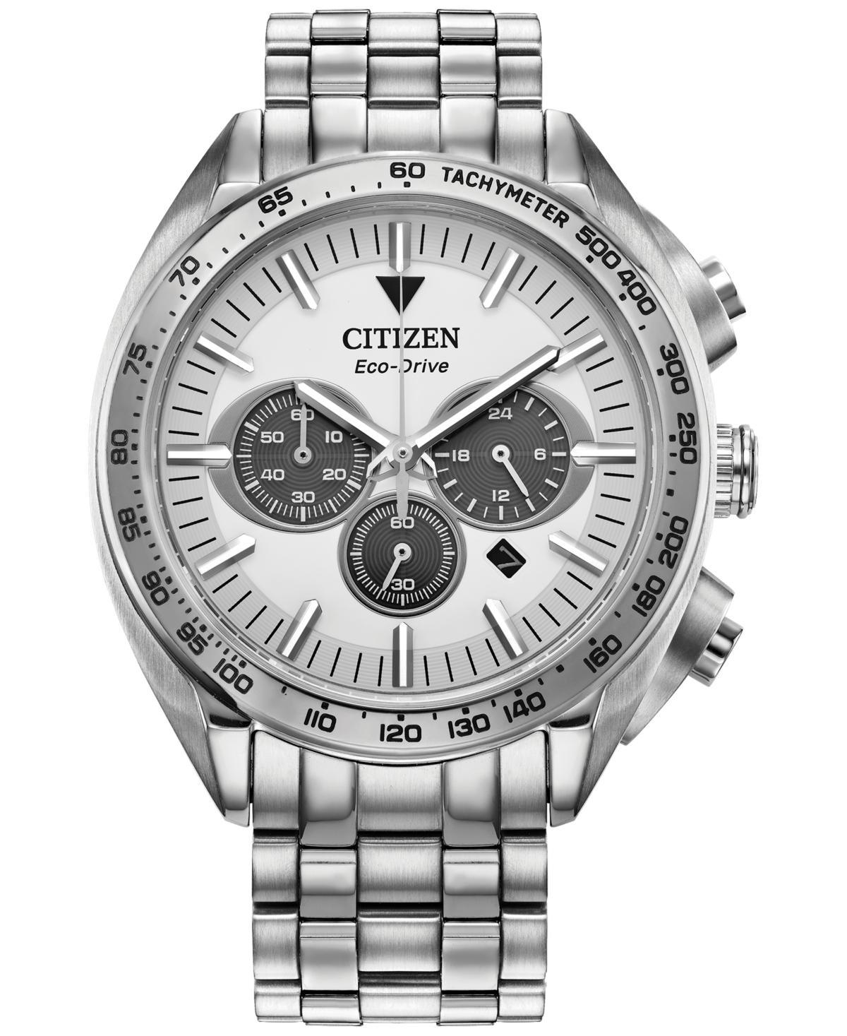 Citizen Eco-Drive Mens Chronograph Sport Luxury Two-Tone Stainless Steel Bracelet Watch 43mm Product Image