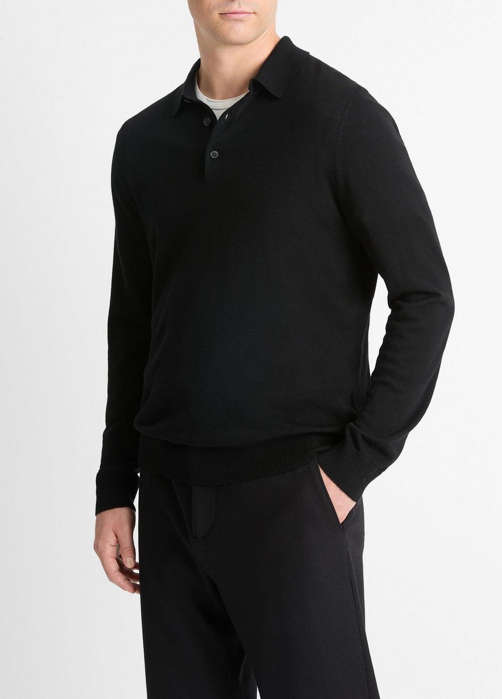 Wool Long-Sleeve Polo Sweater Product Image