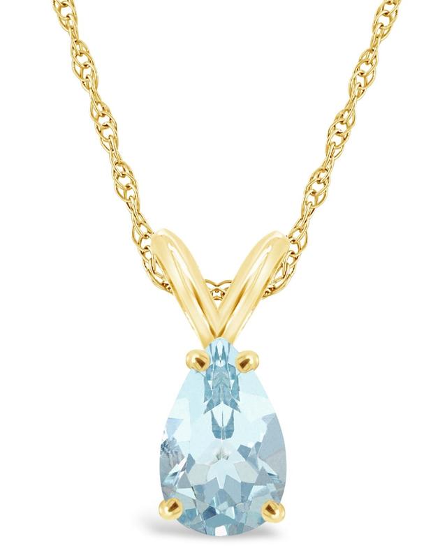 Celebration Gems 14k Gold Gemstone Teardrop Pendant Necklace, Womens Blue Product Image