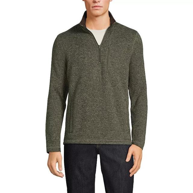 Mens Lands End Sweater Fleece Quarter Zip Pullover Grey Heather Product Image