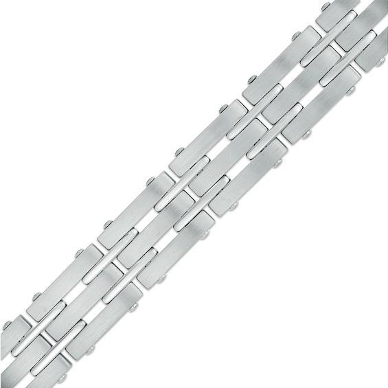 Men's 13.0mm Brushed Link Bracelet in Stainless Steel - 8.5" Product Image