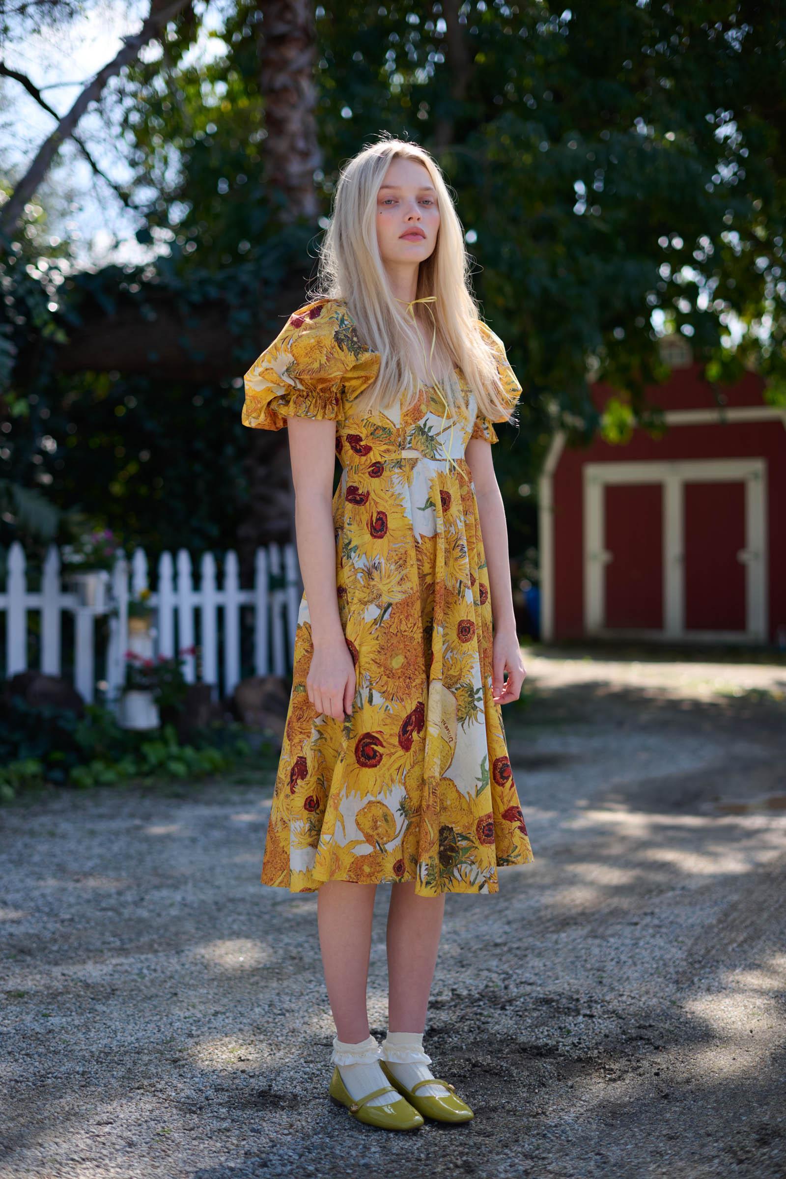 Sunflowers Tea Rose Dress Product Image