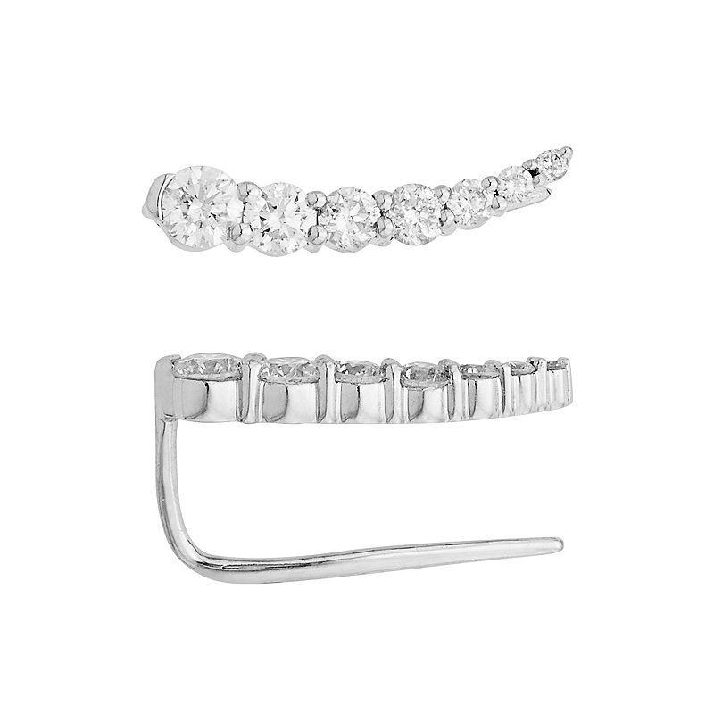 The Regal Collection 14k White Gold 1/2 Carat T.W. Diamond Ear Climber Earrings, Womens Product Image