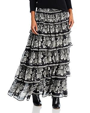 Womens Pasley Bloom Tiered Maxi Skirt Product Image