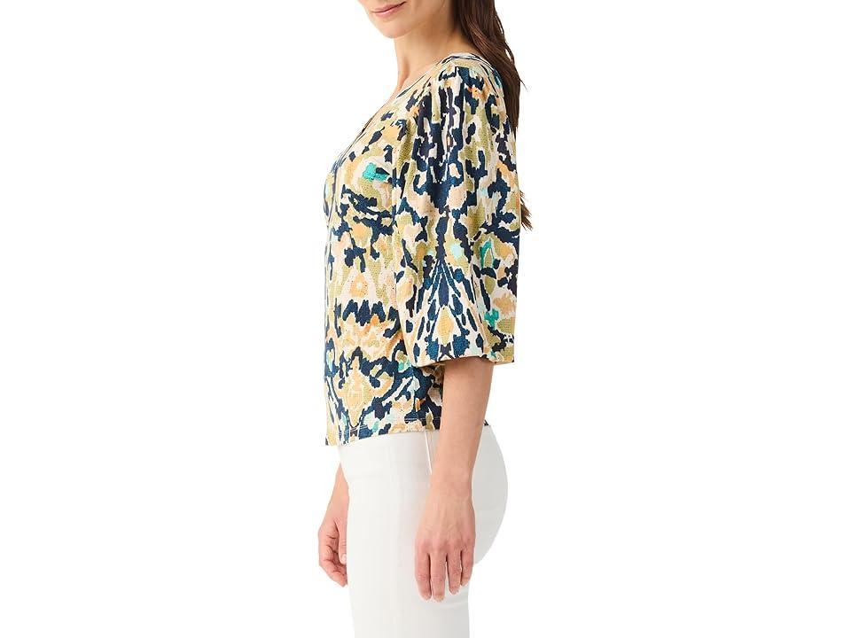 NIC+ZOE Vineyard Glow Top (Indigo Multi) Women's Clothing Product Image