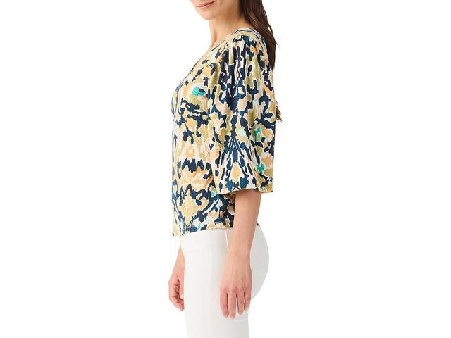 NIC+ZOE Vineyard Glow Top (Indigo Multi) Women's Clothing Product Image