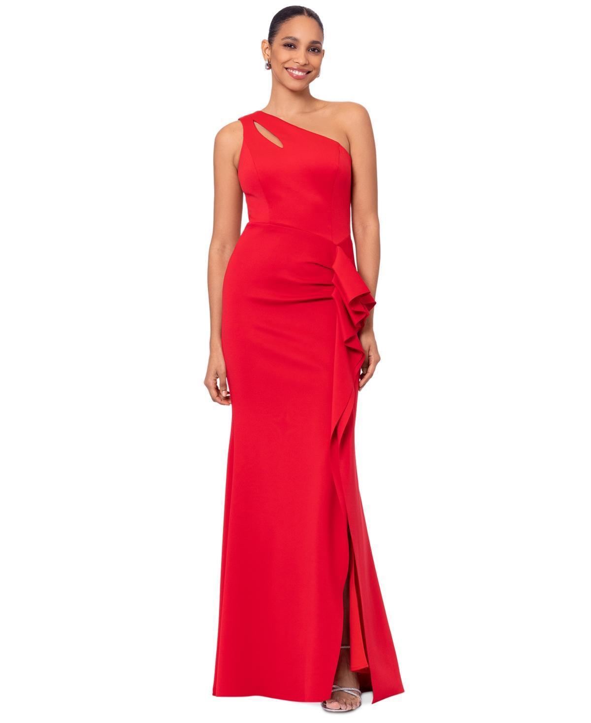 Xscape Womens Ruffled One-Shoulder Gown Product Image