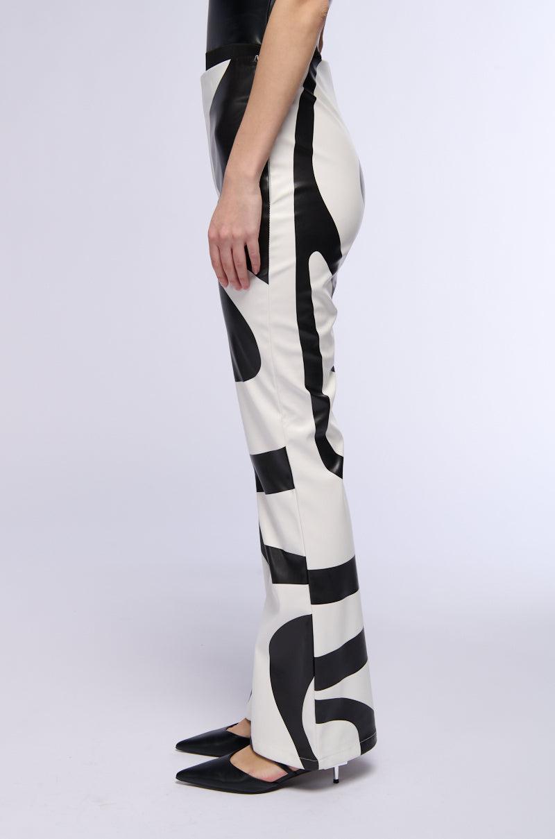 GROOVE ON FAUX LEATHER FLARE TROUSER Product Image