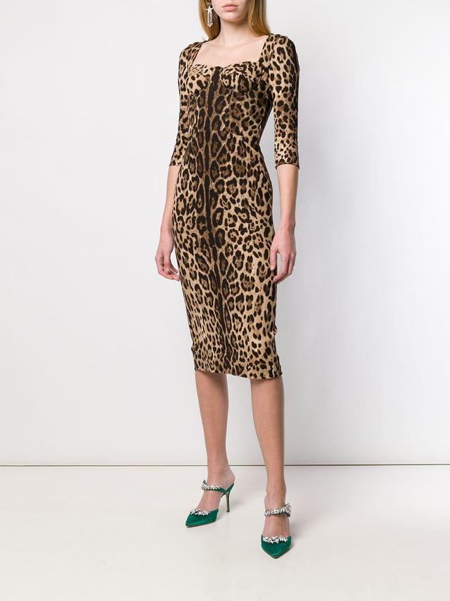 leopard-print midi dress Product Image