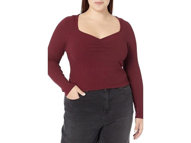 Madewell Plus Boba Long Sleeve Sweetheart (Cabernet) Women's T Shirt Product Image