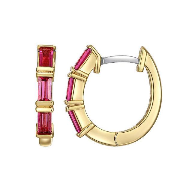 Sarafina Simulated Ruby Huggie Hoop Earrings, Womens, Gold Tone Product Image