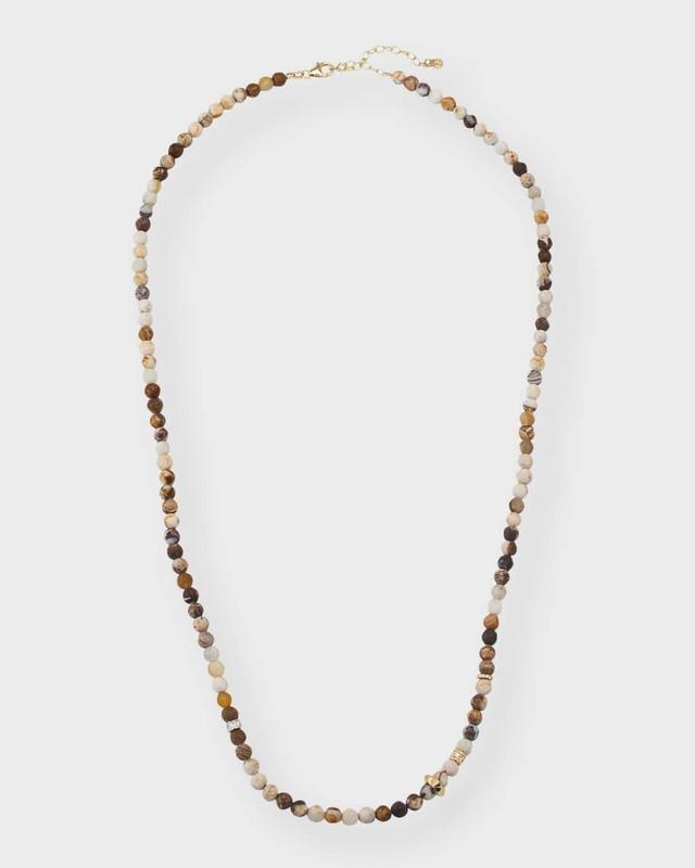 Men's Diamond Rondelle Wooden Opal Beaded Necklace Product Image