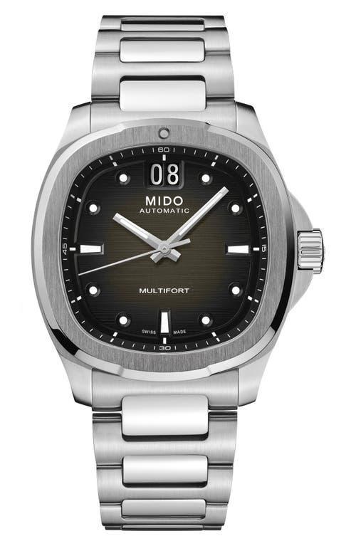 Mido Mens Swiss Automatic Multifort Stainless Steel Bracelet Watch 41mm - Grey Product Image