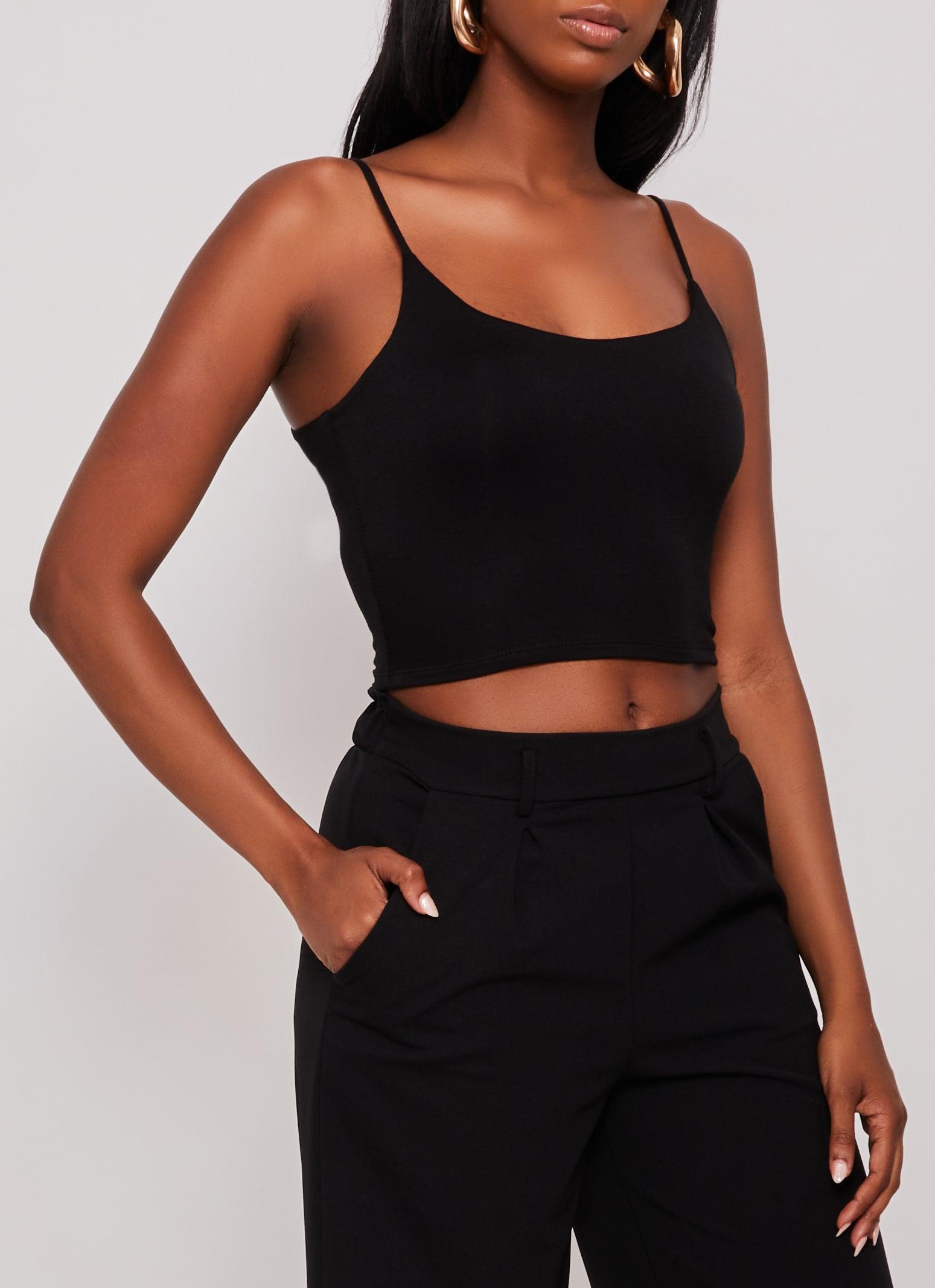 Womens Double Lined Scoop Neck Cropped Cami Product Image