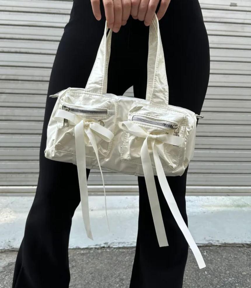 Bow Accent Plain Two-Ways Shoulder Bag Product Image