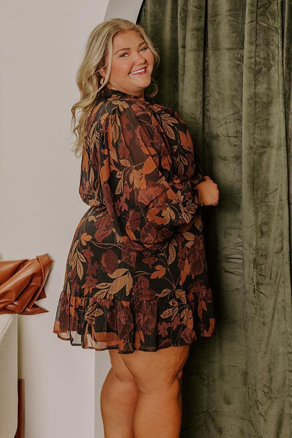 Luxury Excursions Floral Mini Dress in Black Curves Product Image