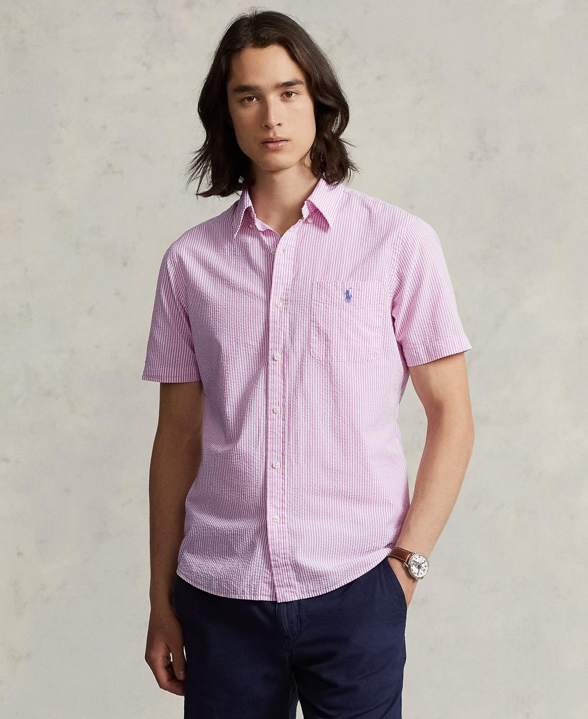 Polo Ralph Lauren Classic Fit Seersucker Shirt (Dark Indigo) Men's Clothing Product Image